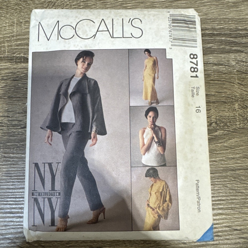 McCalls 8781 Sewing Pattern Misses Jacket, Pants, Bias Top & Bias Skirt Size 16!